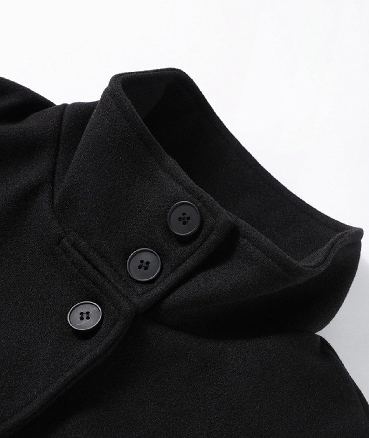 ECDAHICC Womens Crop Pea Coat Wool Blend Office Work Stand Collar Winter Jacket Trench Coat with Pocket - Image 3