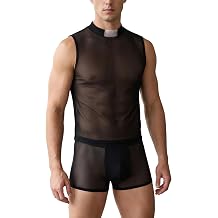 FYMNSI Men's Sexy Priest Costume - Mesh Adult Halloween Roleplay Outfit