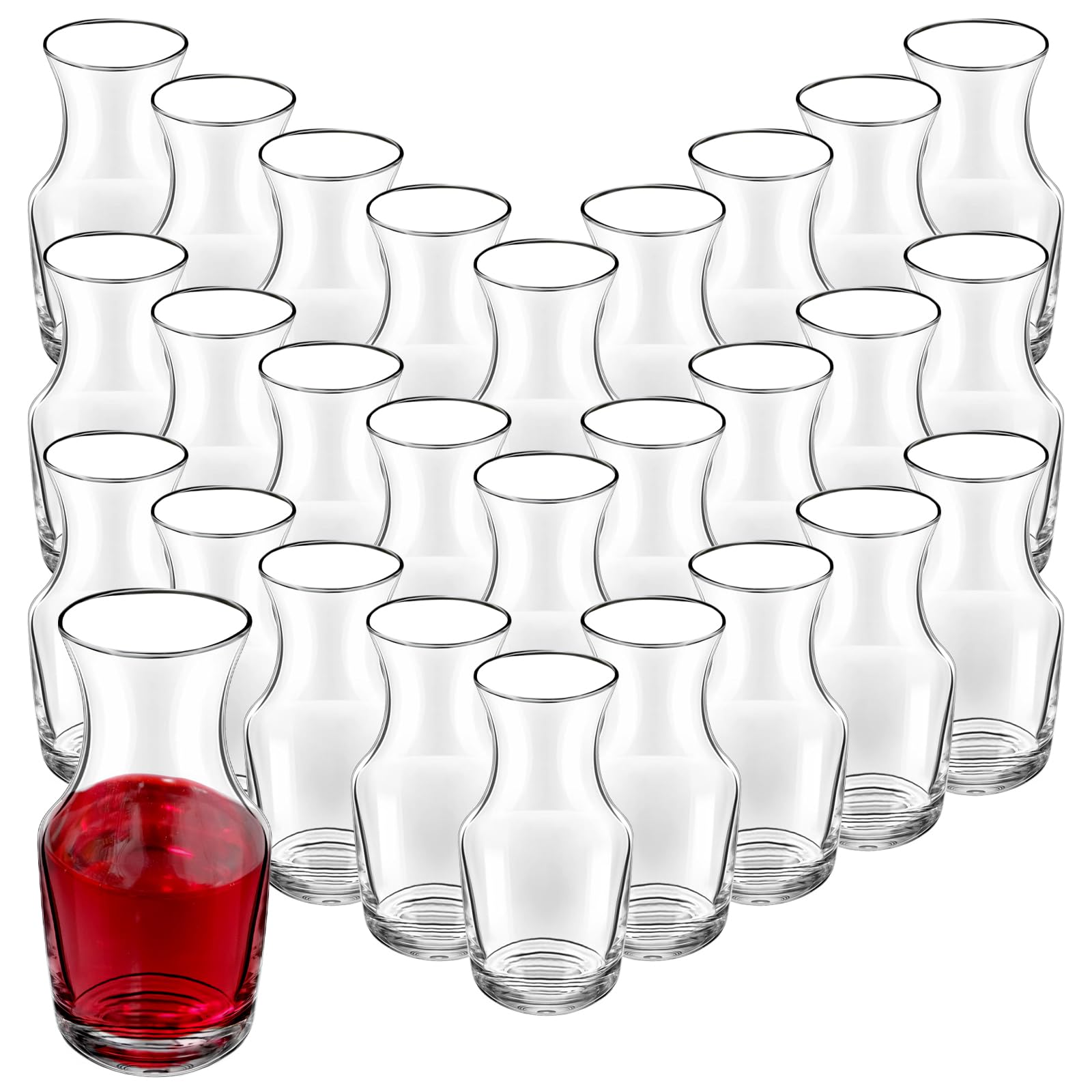 28 jarras de vino de una sola porción de 6.5 onzas, vaso pequeño para bares, restaurantes, jarra, decantador individual de recarga de vino para fiestas, degustaciones