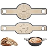 Sourdough Silicone Bread Sling -Oval and Round Non-Stick & Easy Clean Silicone Bread Mat for Dutch Oven. Reusable With Extra Long Handles Silicone Bread baking Supplies tools accessories(Gray)