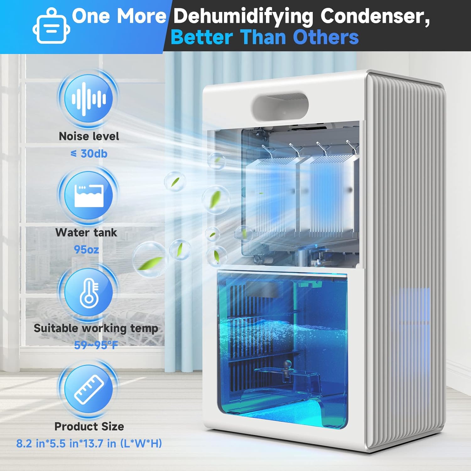 Portable and Quiet SIMSEN Dehumidifier for Home with Drain Hose, Ideal for Bedroom, Bathroom, Basements, Closet, and RV