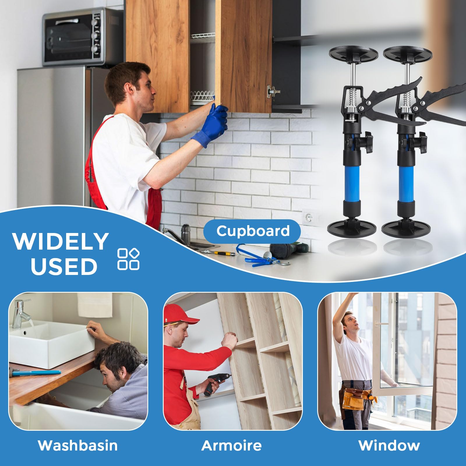 2 Pièces Étai de Soutien Support de Plafond Tige Télescopique, Étai Porte Télescopique, Charge Maximale 40 kg, Étirement 30-59cm, pour Armoires, Cadres de Porte