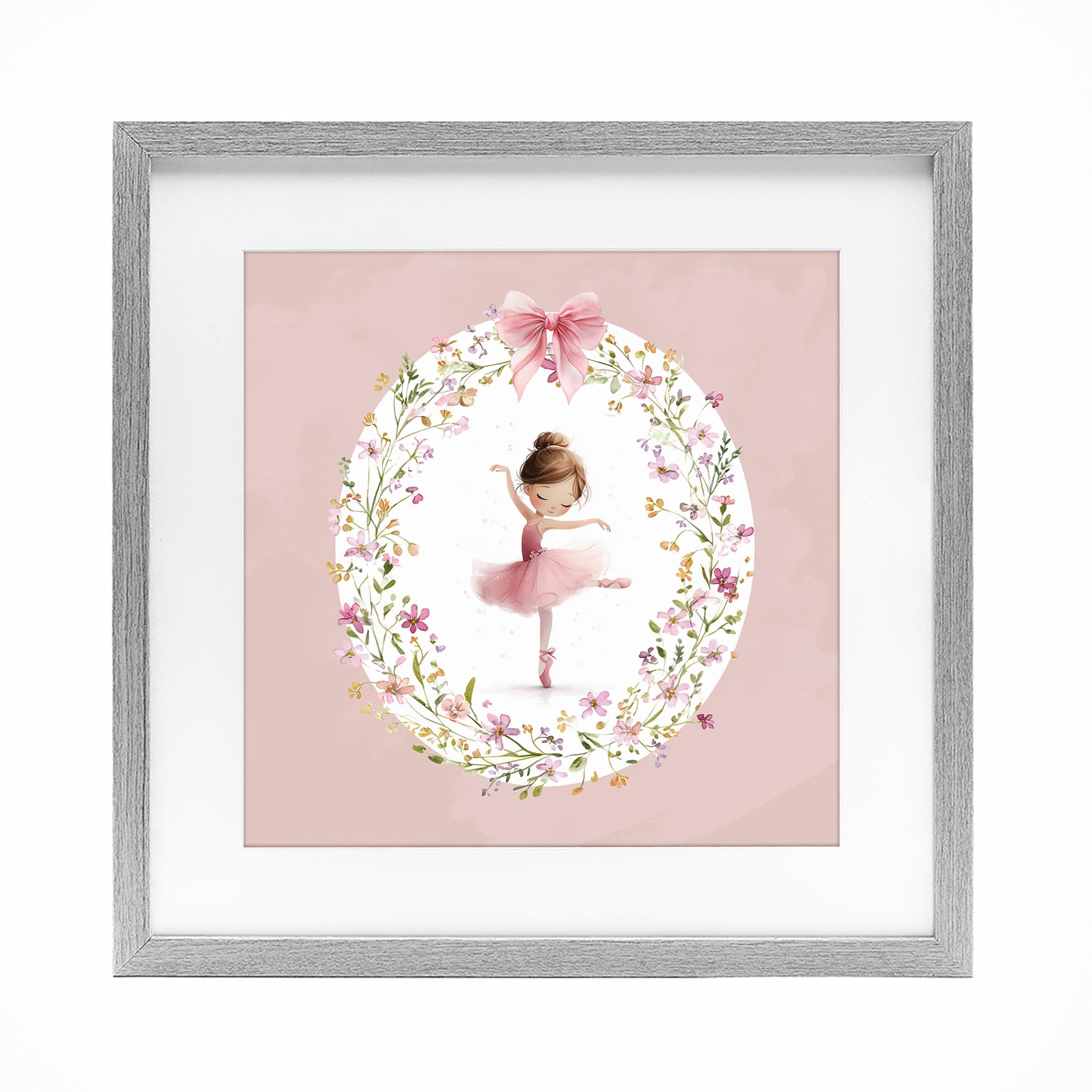 Stupell Industries Farmhouse Gray (Textured) 'Ballet Dancing Princess'| Framed Print Under Glass