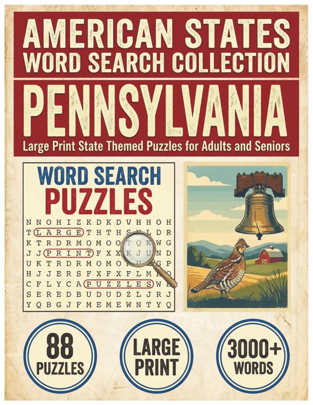 Pennsylvania Word Search Puzzle Book: Large Print State Themed Puzzles for Adults and Seniors: Explore Local Cities, History, Facts and Waterfalls ... (American States Word Search Collection)