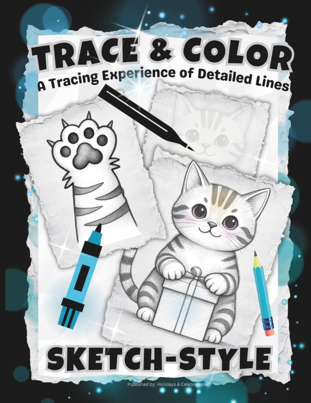 TRACE & COLOR Birthday Cats: An Advanced Tracing Experience in Detailed Linework for Teens & Adults (Full-Framed Coloring)