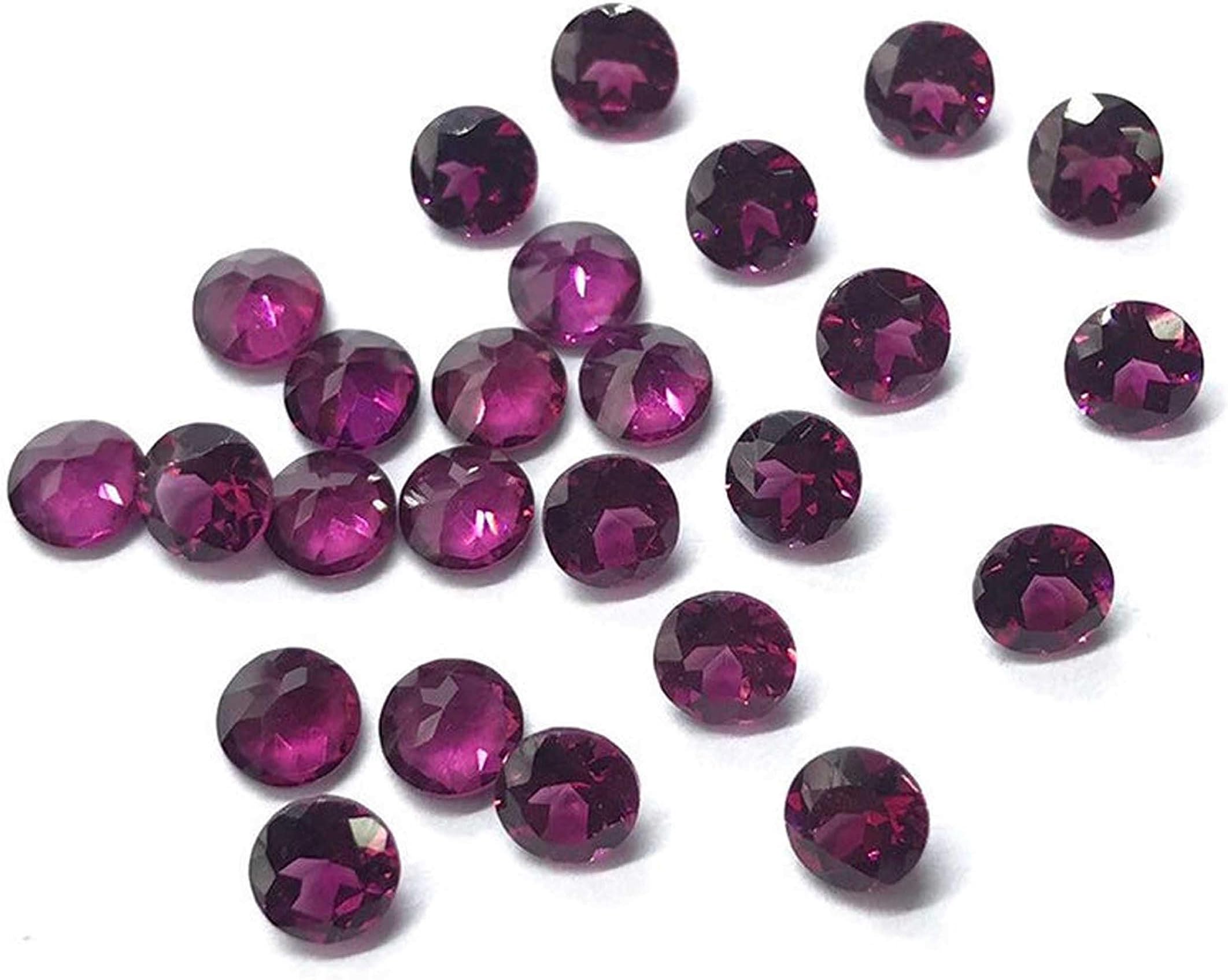 Natural Rhodolite Garnet 2.5mm Round Shape Faceted Cut Loose Gemstone for Jewelry Making | AAA Quality 1MM to 6mm Round Calibrated Size Semi-Precious Gemstone