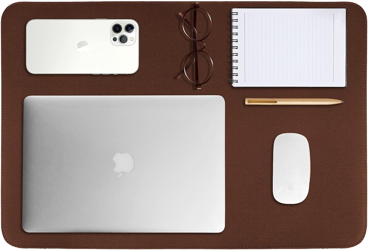 Tislly Desk Pad, Waterproof Desk Mat for Desktop, Non-Slipped Leather Desk Pad Protector for Keyboard and Mouse, Desk Blotter Pad for Writing in Office/Home （Brown,47.2" x 23.6"）