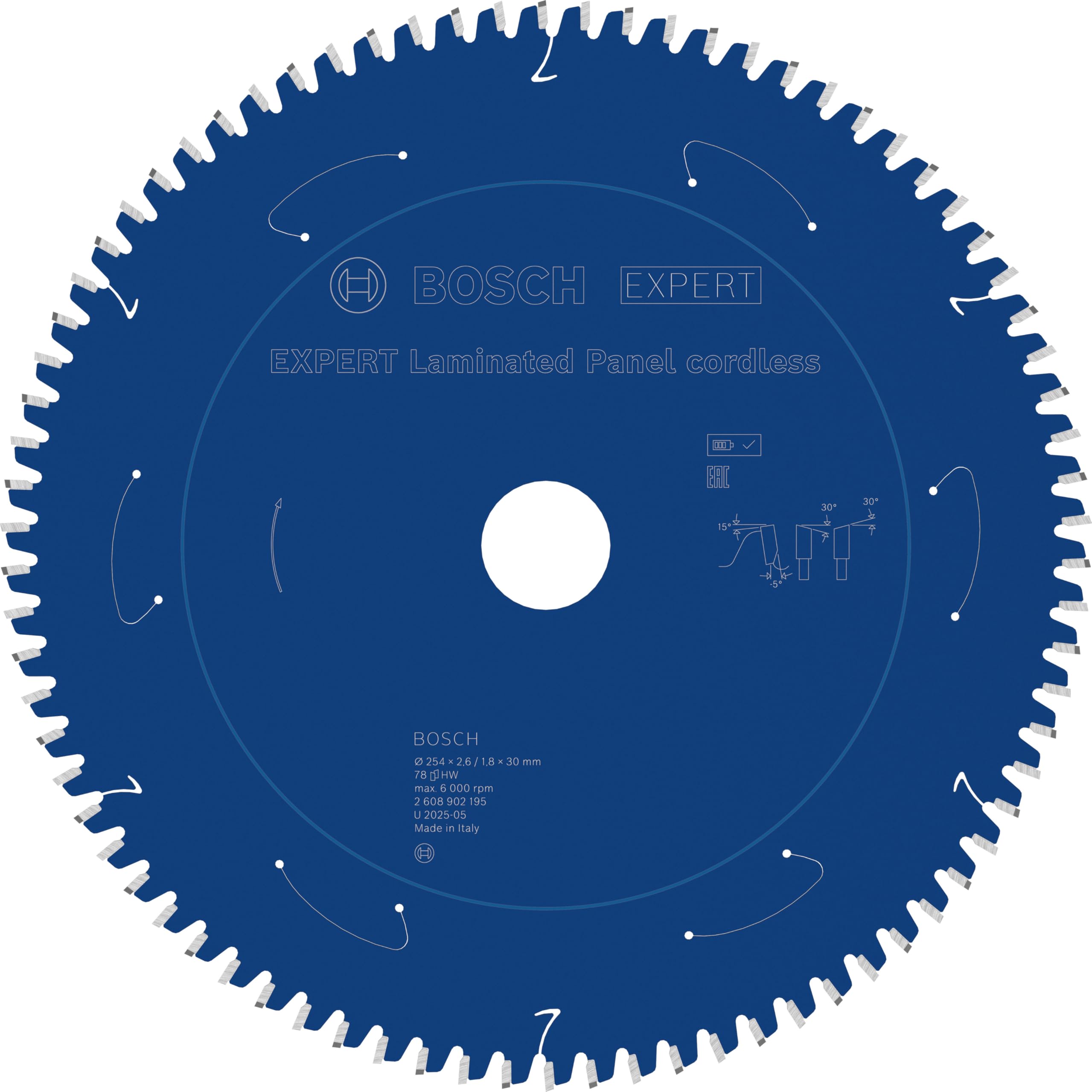 Bosch 1x EXPERT Laminated Panel Cordless Circular Saw Blade for Table Circular Saw (for Plastic coated boards, Ø mm, Professional Accessory Table Cordless Circular Saw)