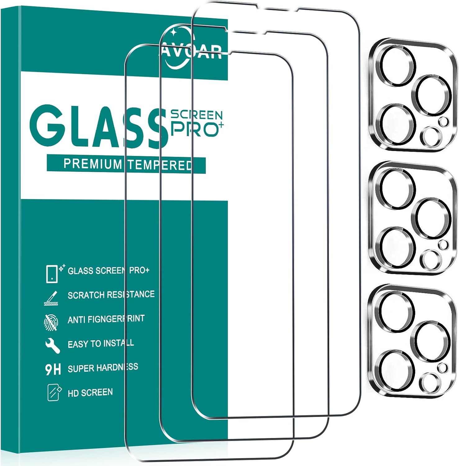 [3+3 Pack Glass Screen Protector for iPhone 13 Pro Max with Camera Lens Protector, 6.7 Inch HD Clear Tempered Glass Film for iPhone 13 Pro Max, Anti-Scratch, Bubble Free, Case-friendly - Amazon product rated Grade A