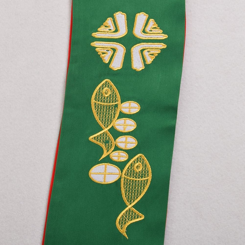 BLESSUME Church Cleric IHS Reversible Stole Alpha Omega Deacon Stole