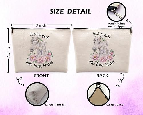 Miniatura 6 de Just A Girl Who Loves Horses - Bolsa de maquillaje floral para caballos, Color-1