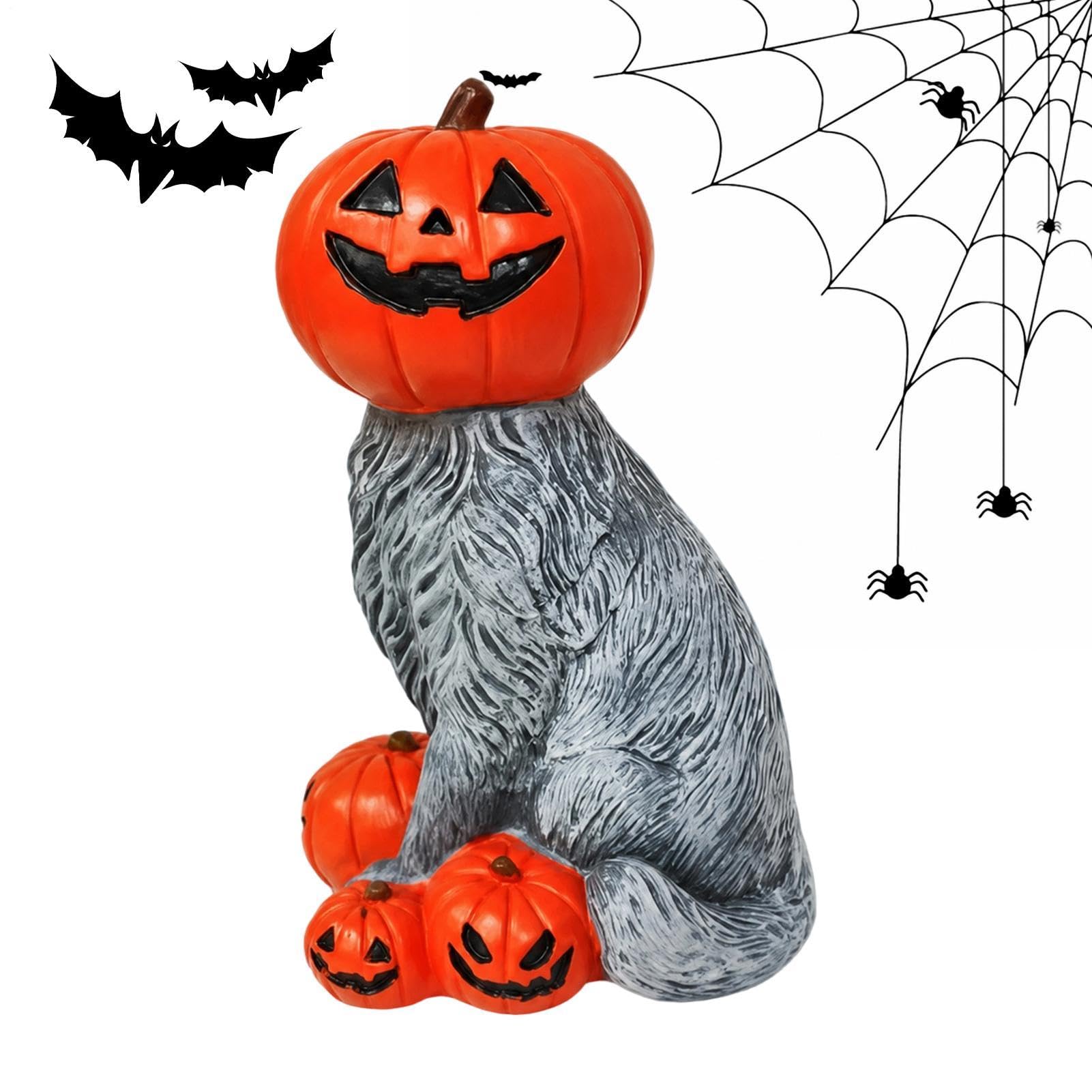 Chat en résine décoratif vintage pour offrir à une soirée d'Halloween