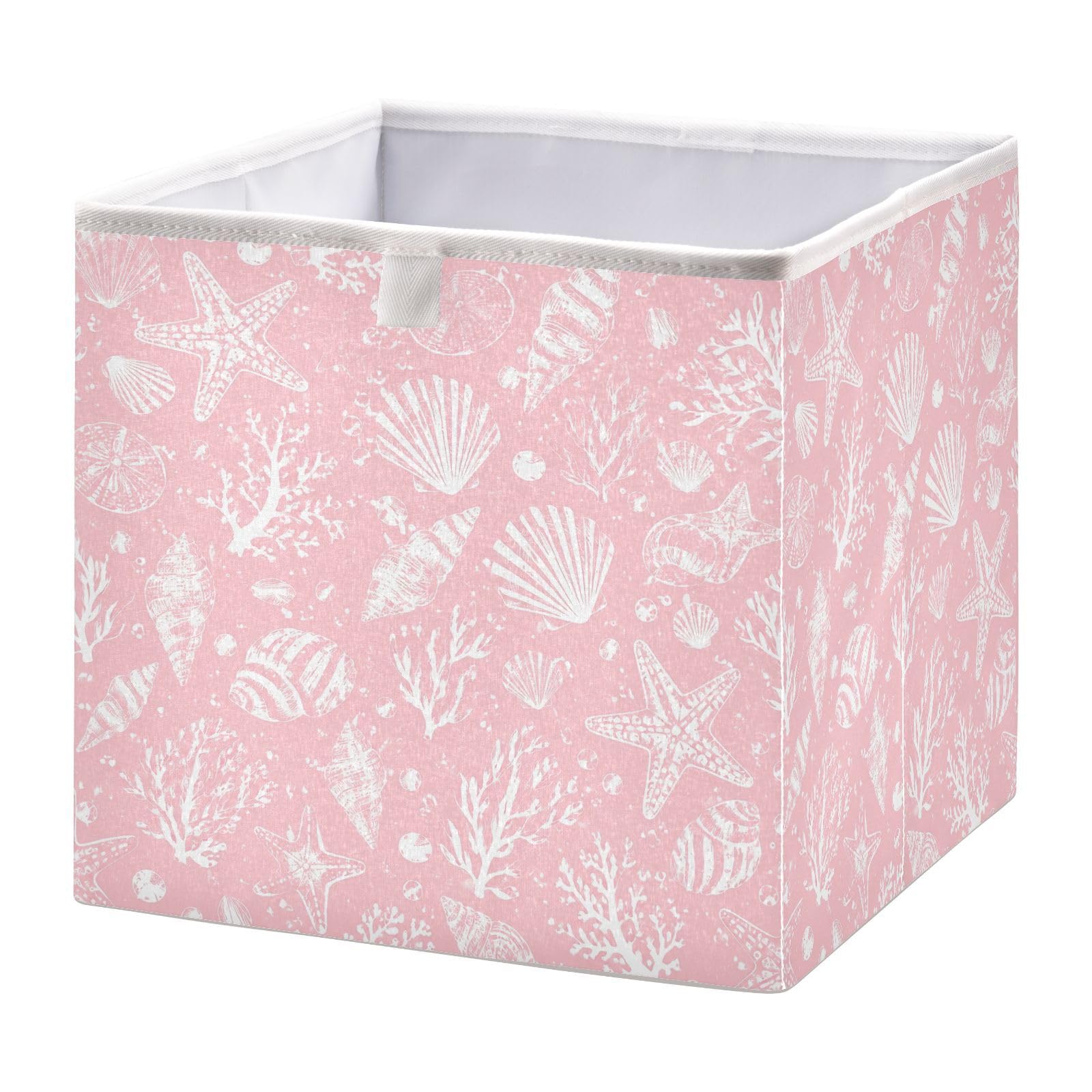 Ewusp Shell Cube Storage Boxes 28x28 cm Foldable Closet Organiser Bin Holiday Basket Baby Basket for Nursery Bedroom Office