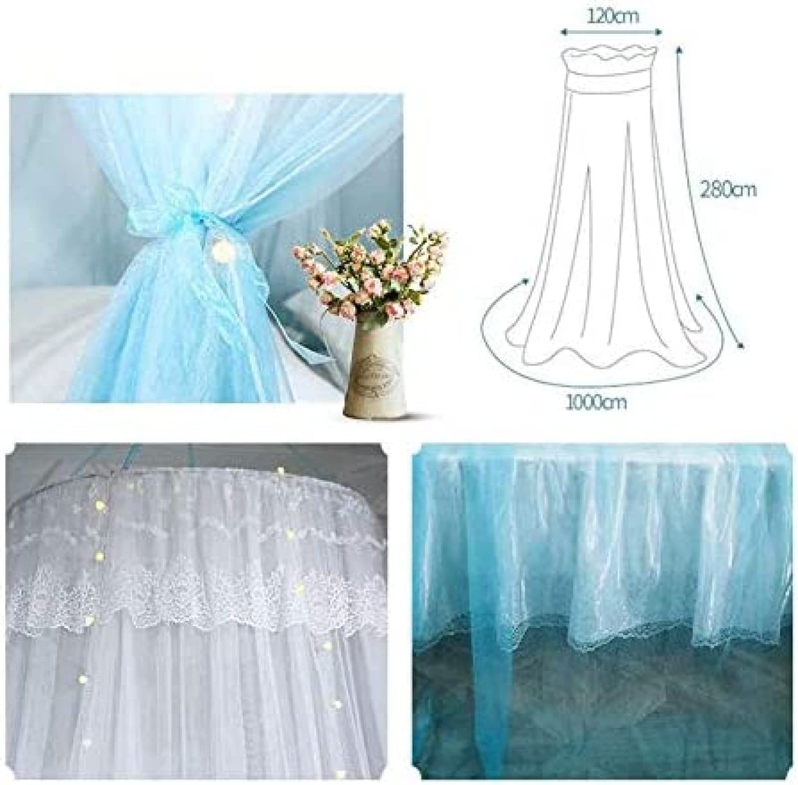 Zanzariera A Baldacchino "Principessa" Con Luci LED - Per Letti Fino A 2m, Altezza 2.8m, Bianco