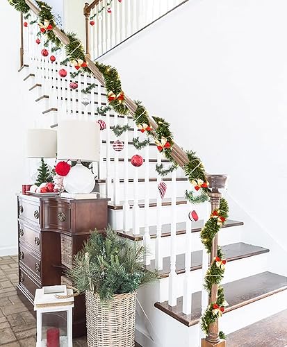 Miniatura 4 de Guirnalda de Navidad de pino de 33 pies con 100 luces LED, guirnalda de pino artificial para interiores y exteriores, puerta de jardín, decoración