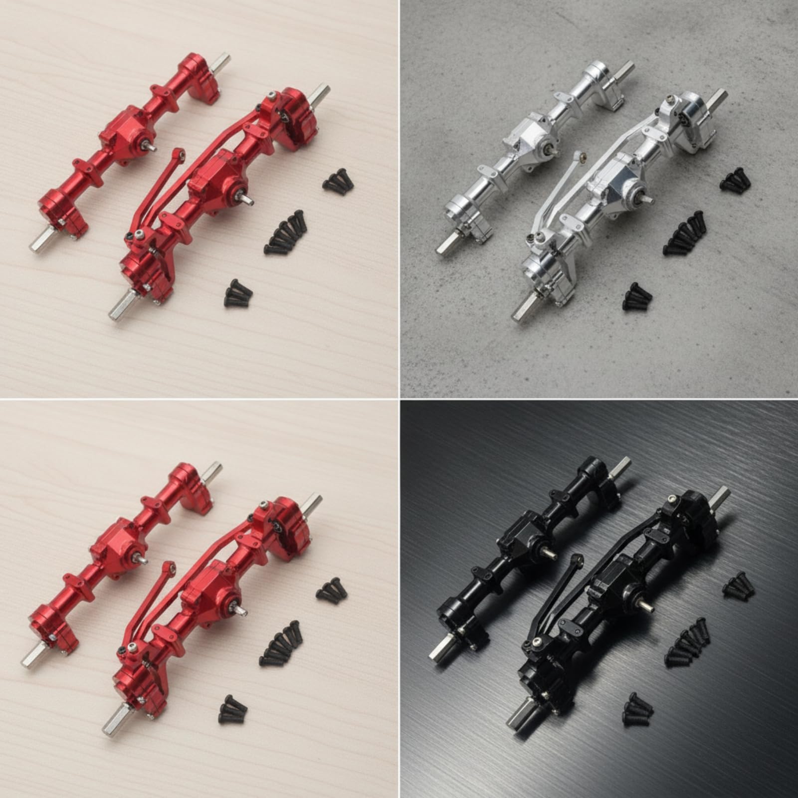 RC Achsen-Set mit Metallgetriebe CNC-Gefräst Metall-Achsensatz Vollmetall RC-Achsensatz für Modellbau-Werkstatt, Rot
