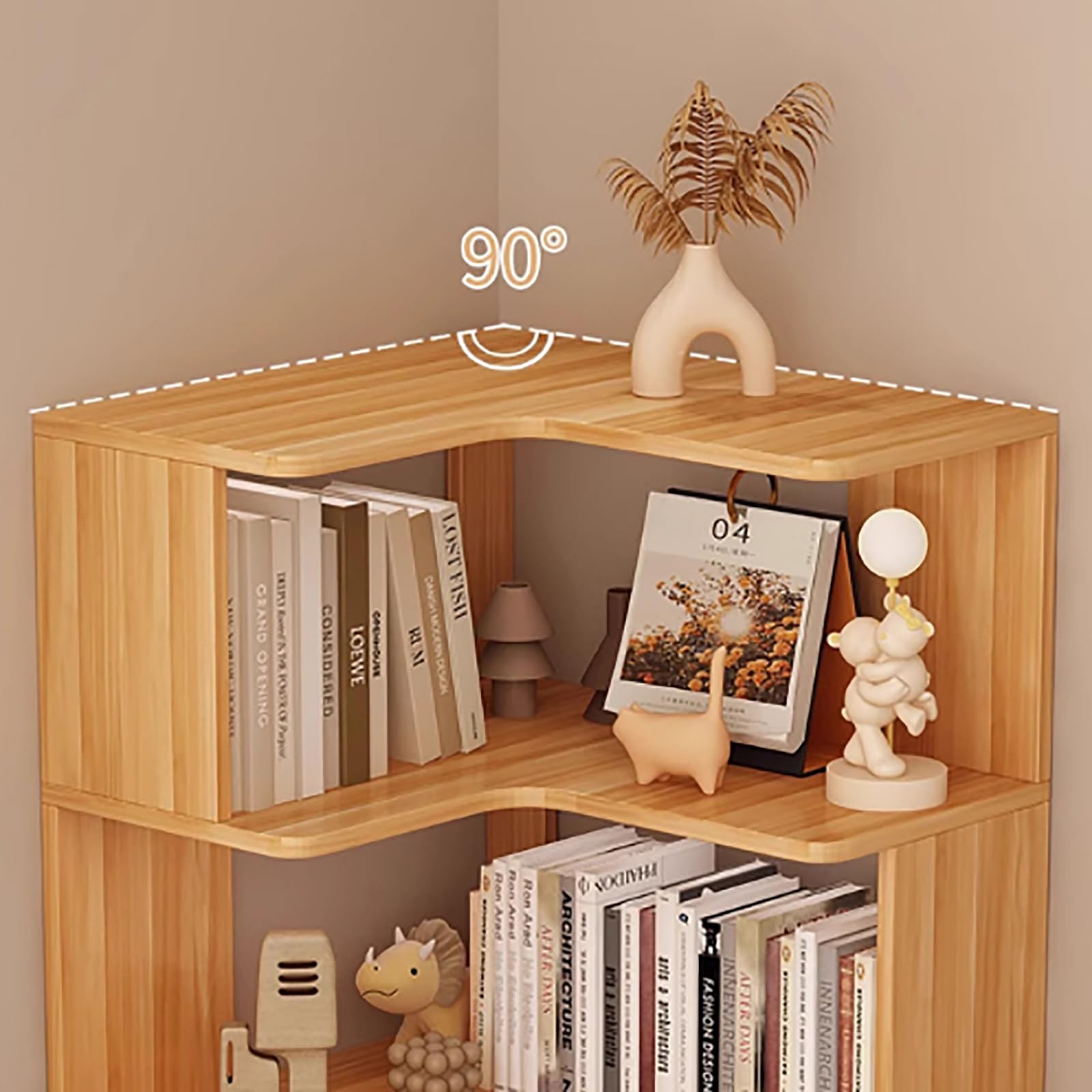 ブックシェルフ　右　1/2 Amazon.com: JIXDILO Modern Vertical Corner Bookshelf,Solid Wood