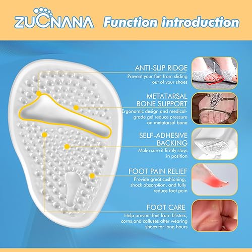 Miniatura 2 de Almohadillas metatarsianas para mujer, plantillas de tacón alto de gel suave, 4 pares, diseño antideslizante, alivio instantáneo del dolor de pies,
