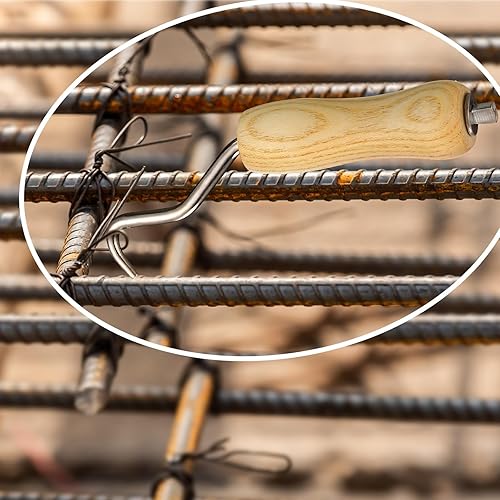 Miniatura 4 de Therwen 4 piezas de alambre Twister con mango de madera Herramienta de mano de acero para torcer de alambre de hormigón