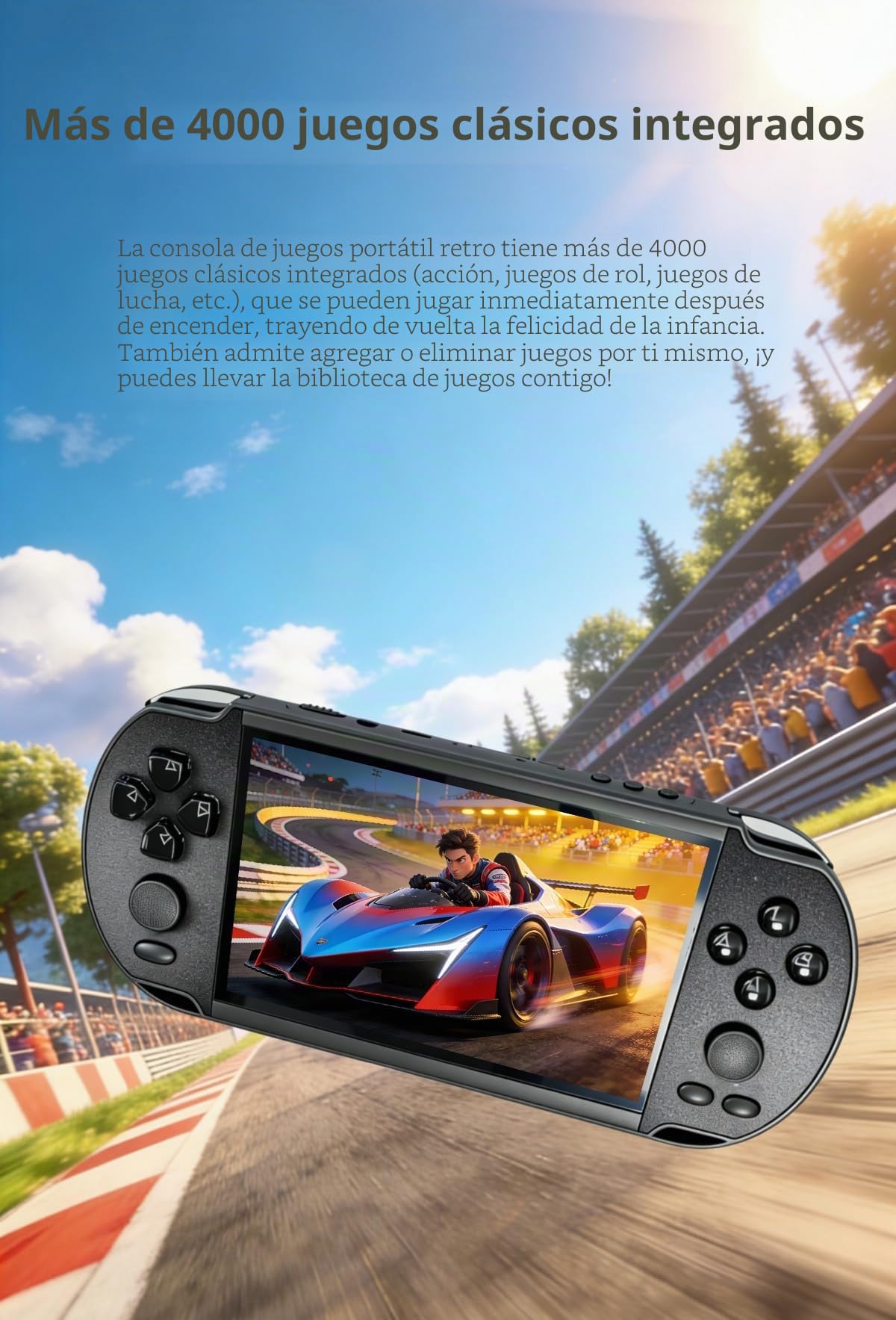 Consola de Juegos Retro YHFITN con Pantalla de 5,5 Pulgadas, Reproductor de vídeo portátil con Juegos clásicos, Compatible con guardado de partidas, Salida AV a TV, Regalo Ideal para Adolescentes.