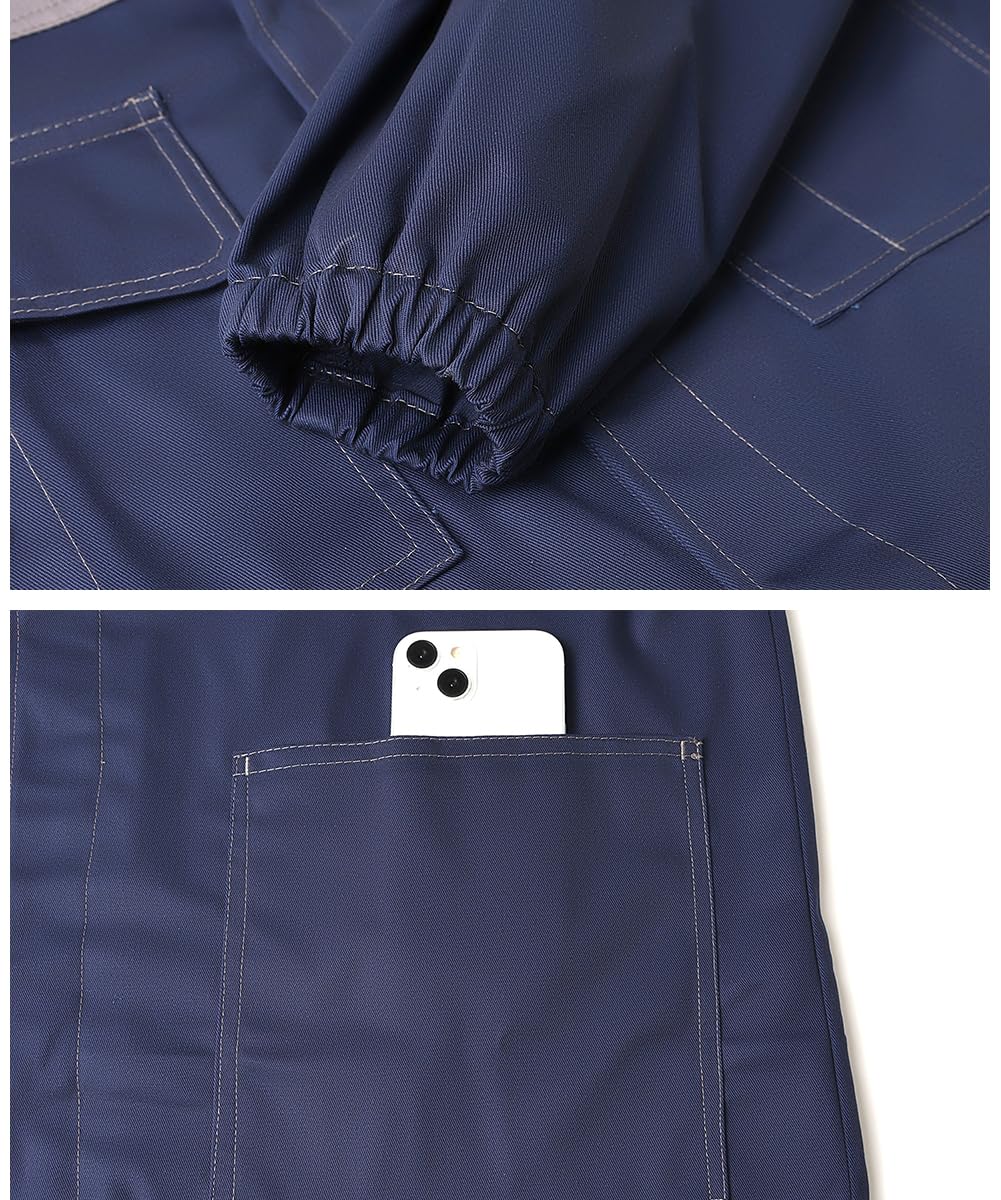 Bata de Laboratorio Hombre Chaqueta de Trabajo Multibolsillos Médico Adulto
