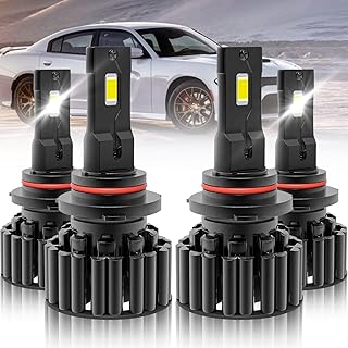 Fit for Dodge Charger 2016-2021 LED Headlight Bulbs, 40000LM 9005/HB3 High Beam+9005/HB3 Low Beam LED Halogen Replacement Kits, IP68 Waterproof LED Headlamps, Plug-n-Play, 6500K Cool White, Pack of 4