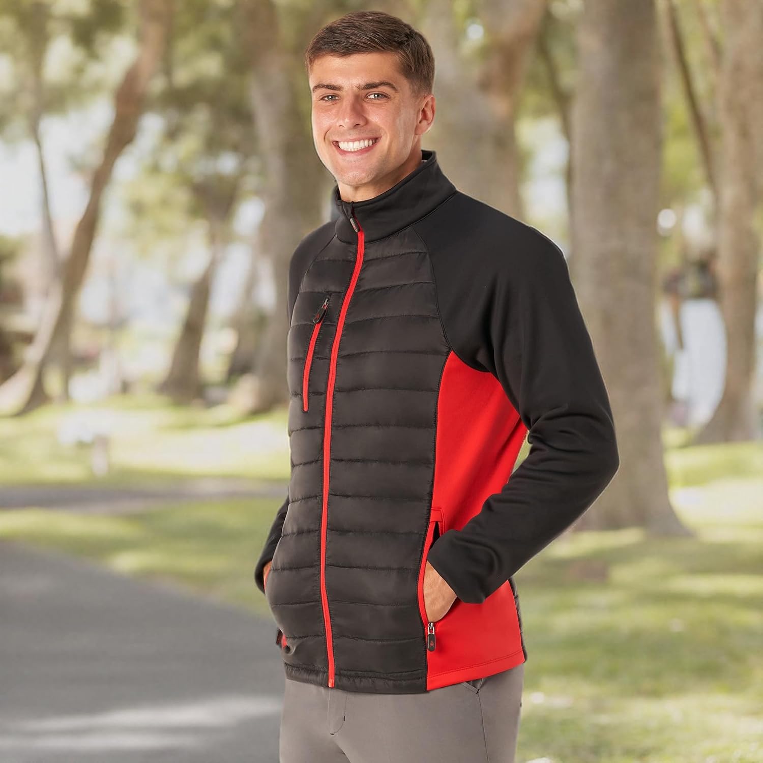 Royal & Awesome Men's Hybrid Quilted Golf Jacket, Men's Golf Outerwear, Stylish Quilted Jacket for Golfing Enthusiasts