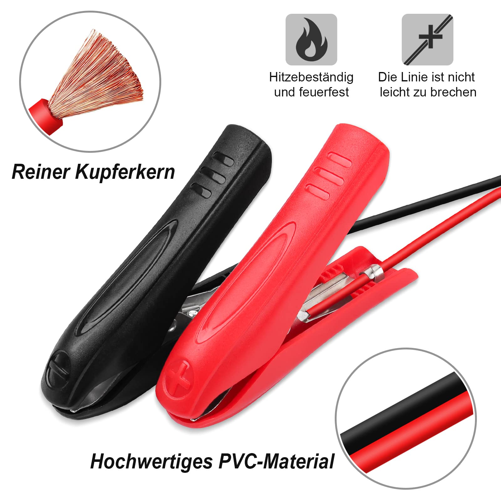 Morsetti A Coccodrillo 12V Con Cavo 1,8m - Per Carica Batterie Auto - Foto 12