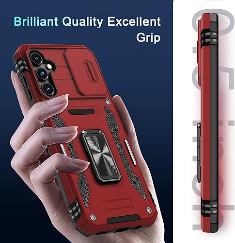 Miniatura 6 de DEERLAMN Funda para Samsung Galaxy A14 5G con Cubierta Deslizante para Cámara + Protector de Pantalla (2 Paquetes), Soporte de Anillo Giratorio