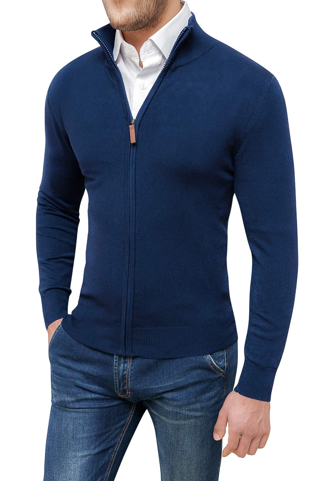 Evoga Maglione Cardigan Uomo Blu Scuro Slim Fit Invernale Casual