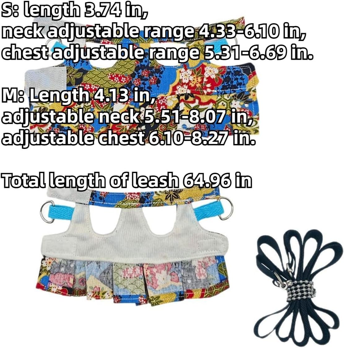 3 Sets Squirrel Leash and Harness Set,Traction Rope Strap, Ferret Harness Vest, Adjustable Flora Small Animal Harness Vest for Ferret, Dwarf Chinchilla, Guinea Pig, Fancy Rat (Medium)