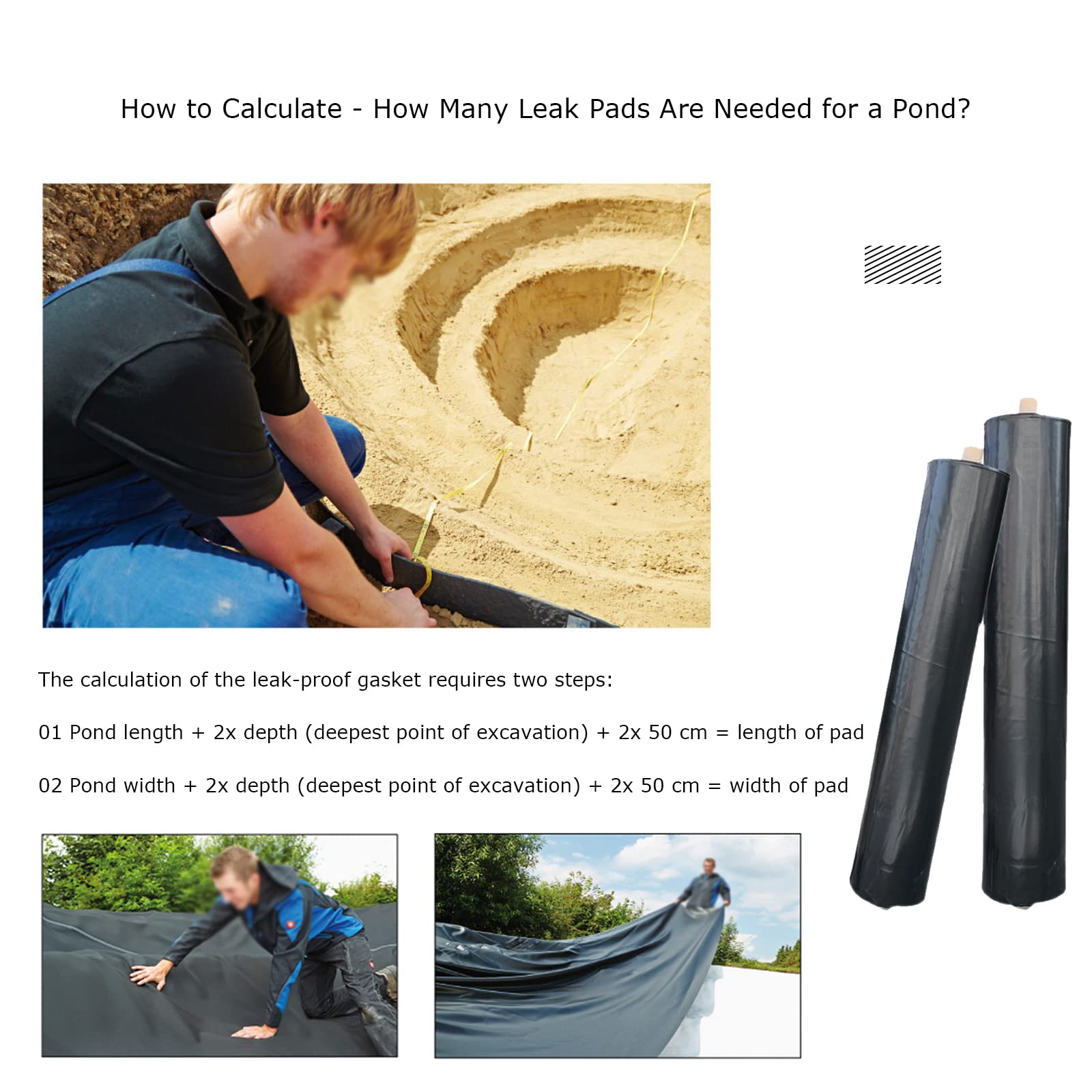 High-De Pond Liner 5 x 8 m – Cubierta de estanque de peces, goma flexible para características de agua de jardín, resistente a la intemperie, protección de larga duración