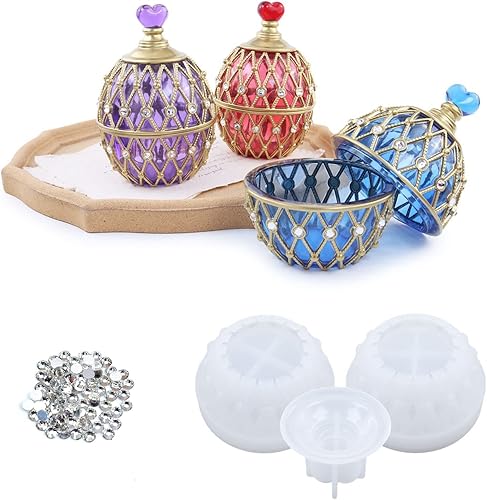 Molde de resina de almacenamiento en forma de huevo caja de joyería con forma de huevo moldes de silicona con tapa caja de baratijas para