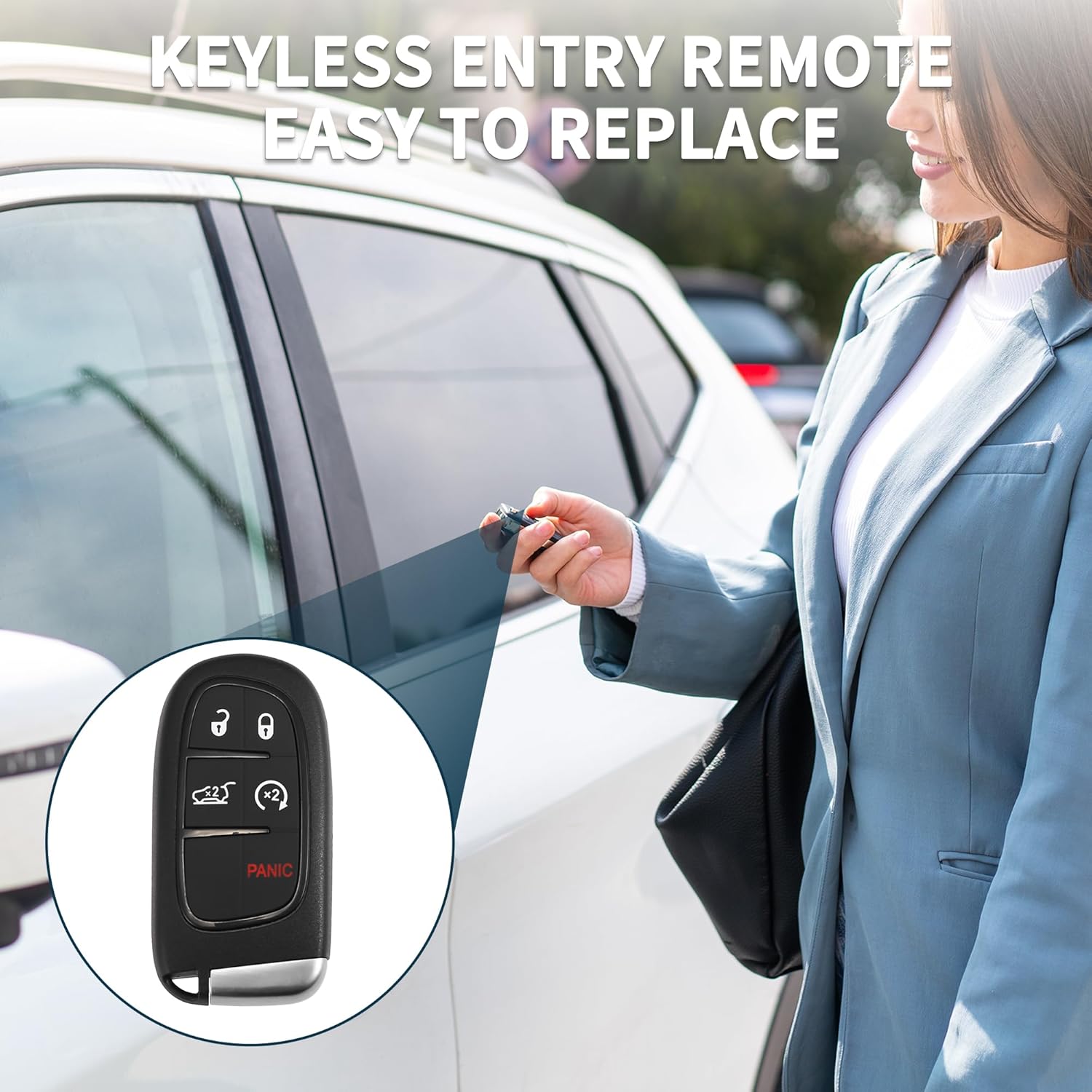 Keyless Entry Remote for Jeep Cherokee 2014-2020 433Mhz GQ4-54T 5 Button Reusable | Control Replacement Car Key Fob 1 Pcs
