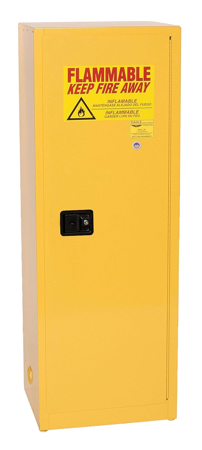 Eagle 24 Gallon Flammable Liquid Safety Cabinet, 3 Shelves, Self-Closing Door, Yellow, 2310X: Industrial & Scientific
