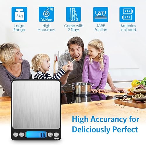 Miniatura 2 de Olipiter Báscula digital de cocina, báscula digital de alimentos de 6.6 lbs0.00 oz, báscula de cocina de bolsillo, mini báscula electrónica de