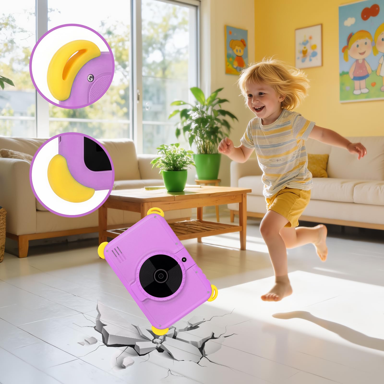 Kids Tablet 7 inch Android 15 Tablet for Kids, 20GB+64GB (TF 1TB), Android Tablet with Parental Control, AI Dual Cam & Learning, WiFi 6/BT 5.3, Widevine L1, Kid Tablet with Protective Case - Purple — view 7