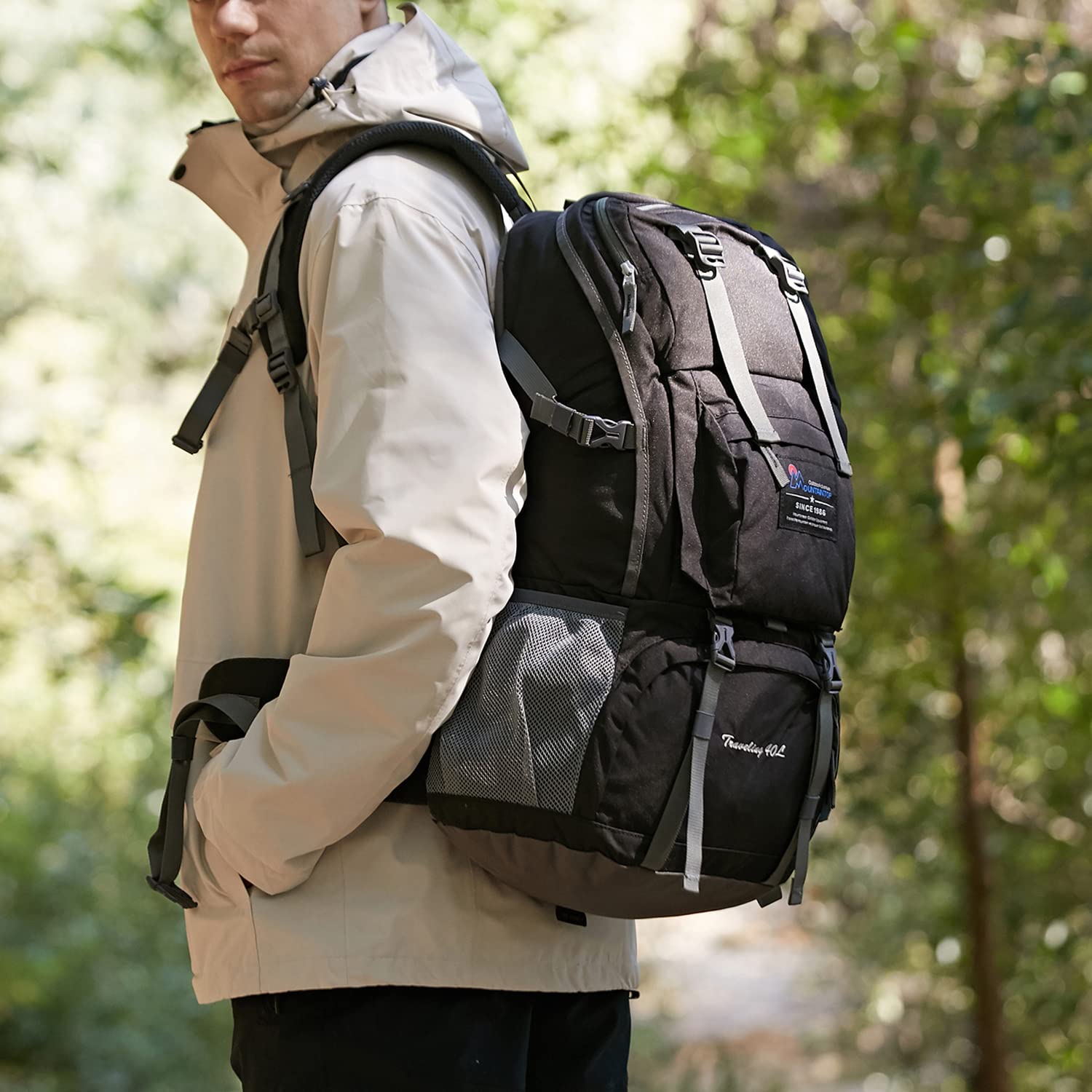 MOUNTAINTOP 40L Wanderrucksack Herren Damen Trekkingrucksack Backpacker Reiserucksack Outdoor Camping Klettern Rucksäcke mit Regenhülle