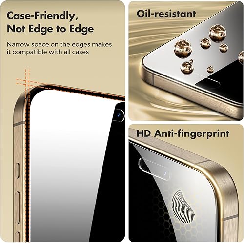 Miniatura 5 de UNBREAKcable Protector de pantalla de privacidad para iPhone 15 Pro, vidrio templado antiespía inastillable [verdadero antiespía de 28°] [dureza 9H]