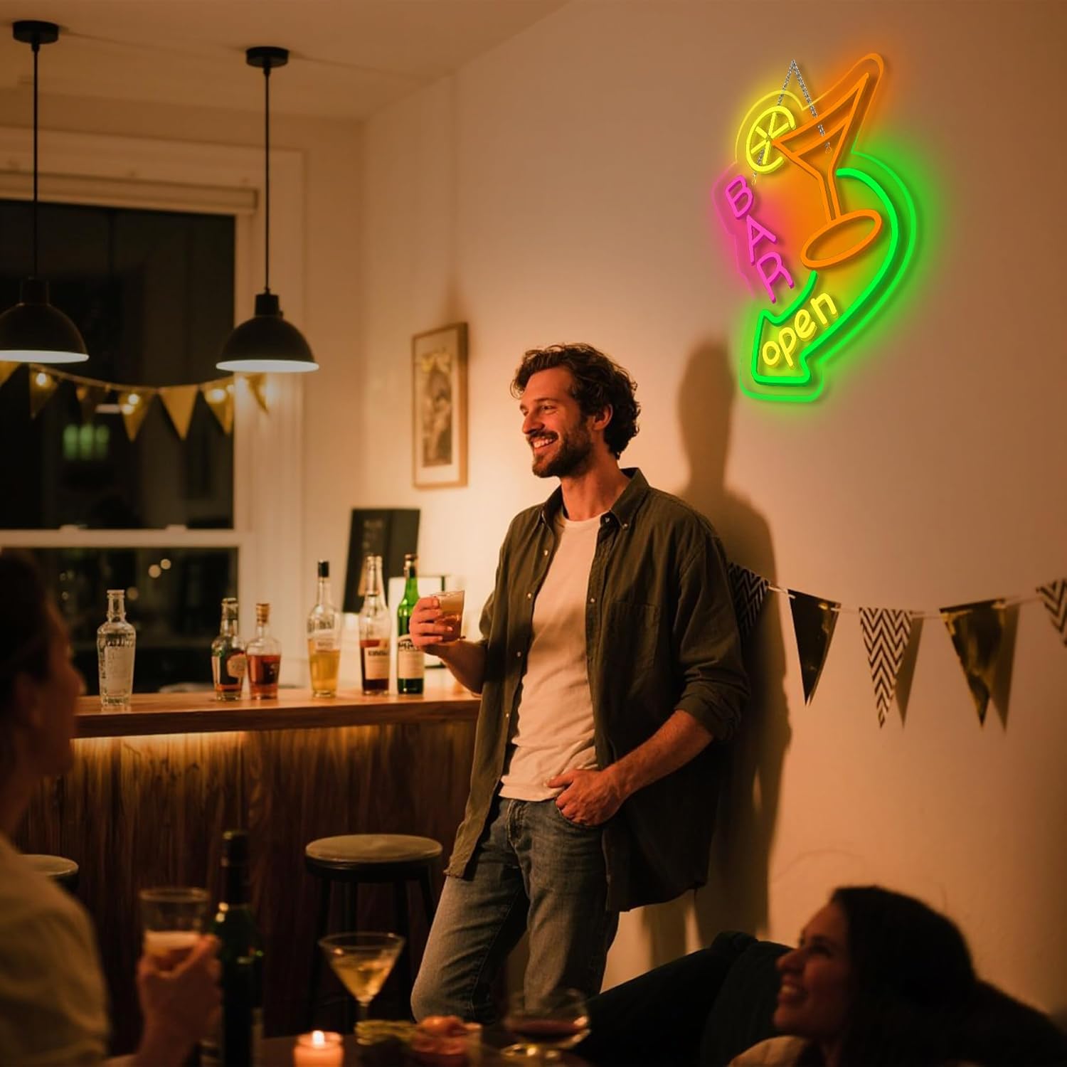 NOSUN Bar Open Neon Sign Dimmable LED Cocktail Neon Lights Signs for Wall Decor Neon Open Sign Open Light Bar Sign for Business Pub Store Man Cave Party Club Restaurant Decor - Image 7