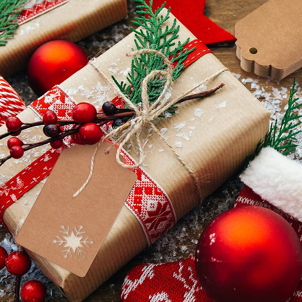 100 Weihnachts-Geschenkanhänger Aus Kraftpapier - Mit Juteschnur