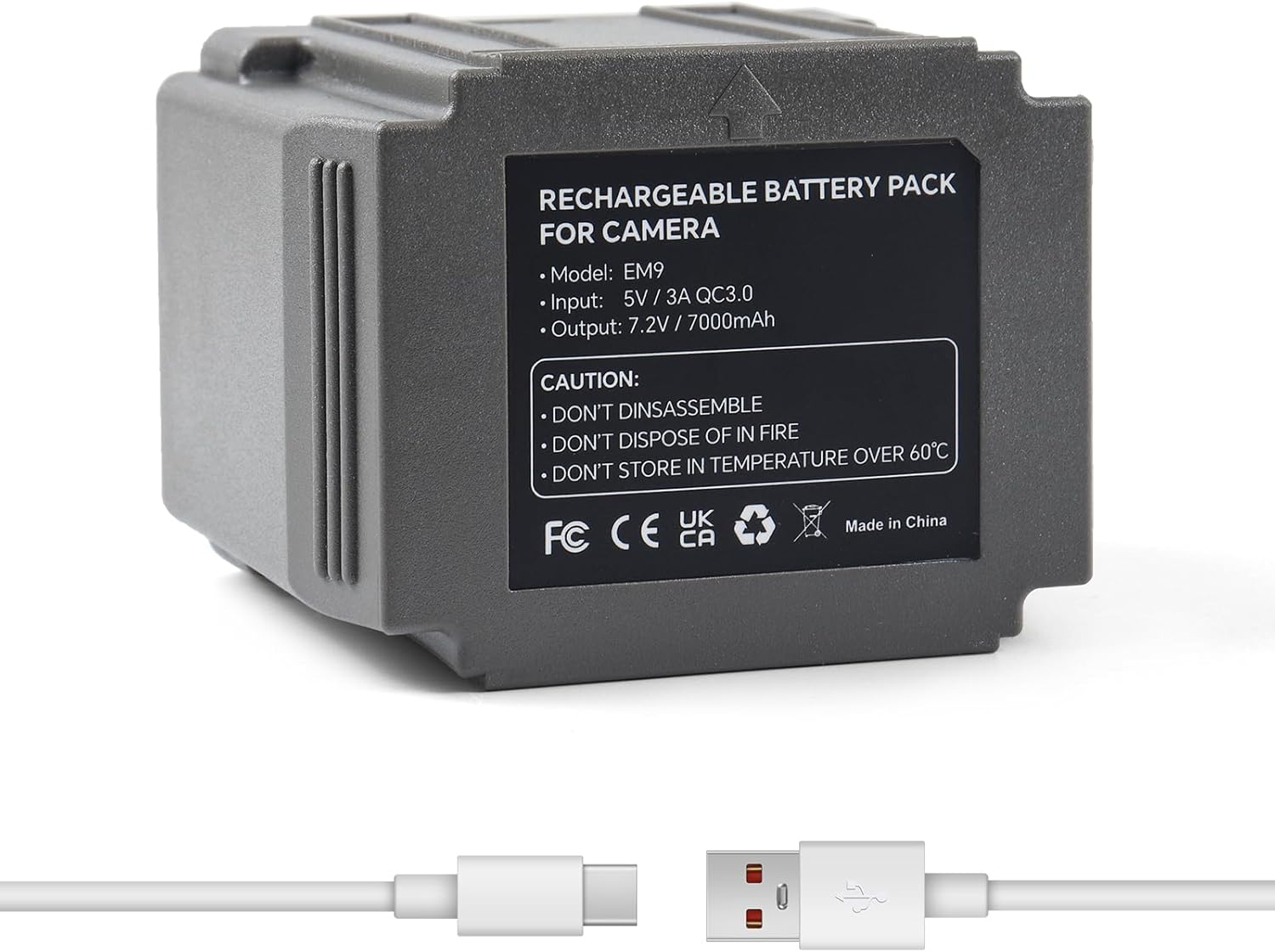 REYTRIC 7000mAh EM9 Rechargeable Battery Pack Replacement for TACTACAM Defend Rechargeable Battery Compatible with TACTACAM Defend Cellular Security Camera