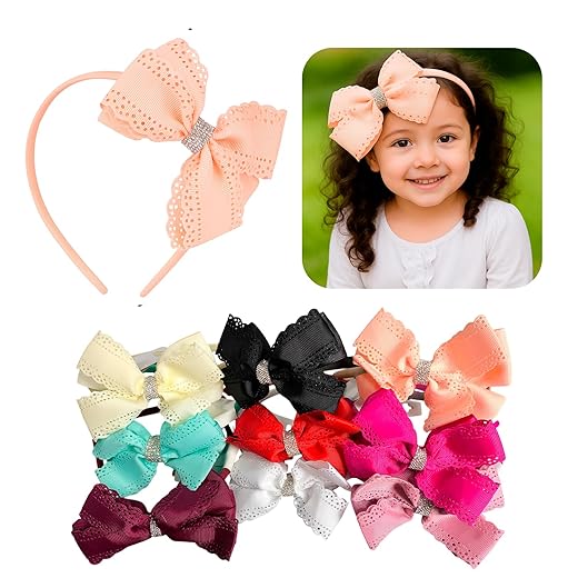 Arco Tiara Laço Com Strass Infantil Poá Acessório Cabelo Crianças Elegante Cores - Furinhos