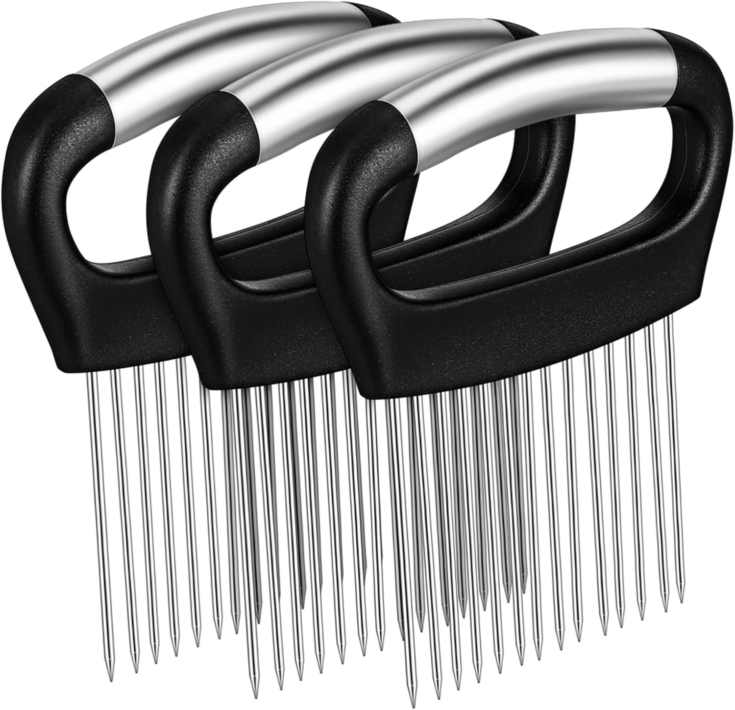3pcs Multi-function Kitchen Tool Onion Holder Slicing Guide Meat Tenderizer Non-slip Handle Heavy Duty Construction for Uniform Slicing