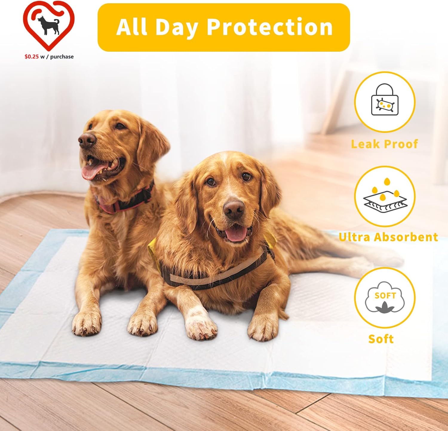 100 Count Puppy Pads Pee Pads for Dogs, XL 36"x24" Ultra Absorbent Dog Pads, Disposable Pet Training Pads, Dog Pee Pads Potty Pads(Save 30 on 100 Count, Super Absorbent XL)