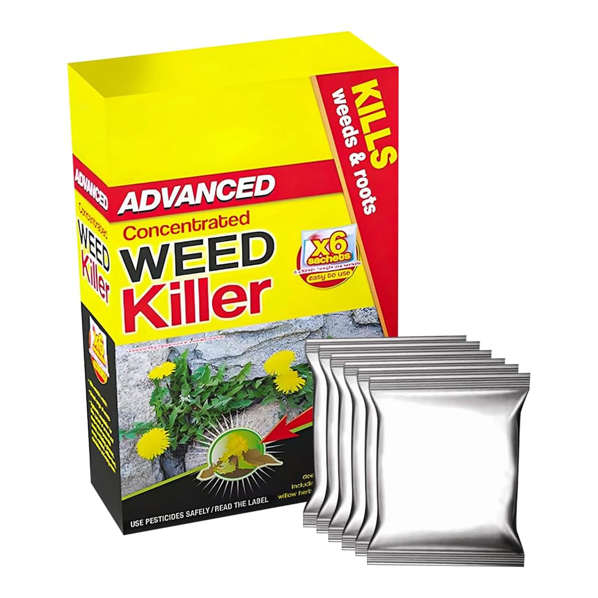 Advanced Concentrated Weedkiller 80ml x 6 Sachets Extra Strong with Glyphosate Super Strong High Strength Concentrated Weed & Roots Killer Liquid Sachets