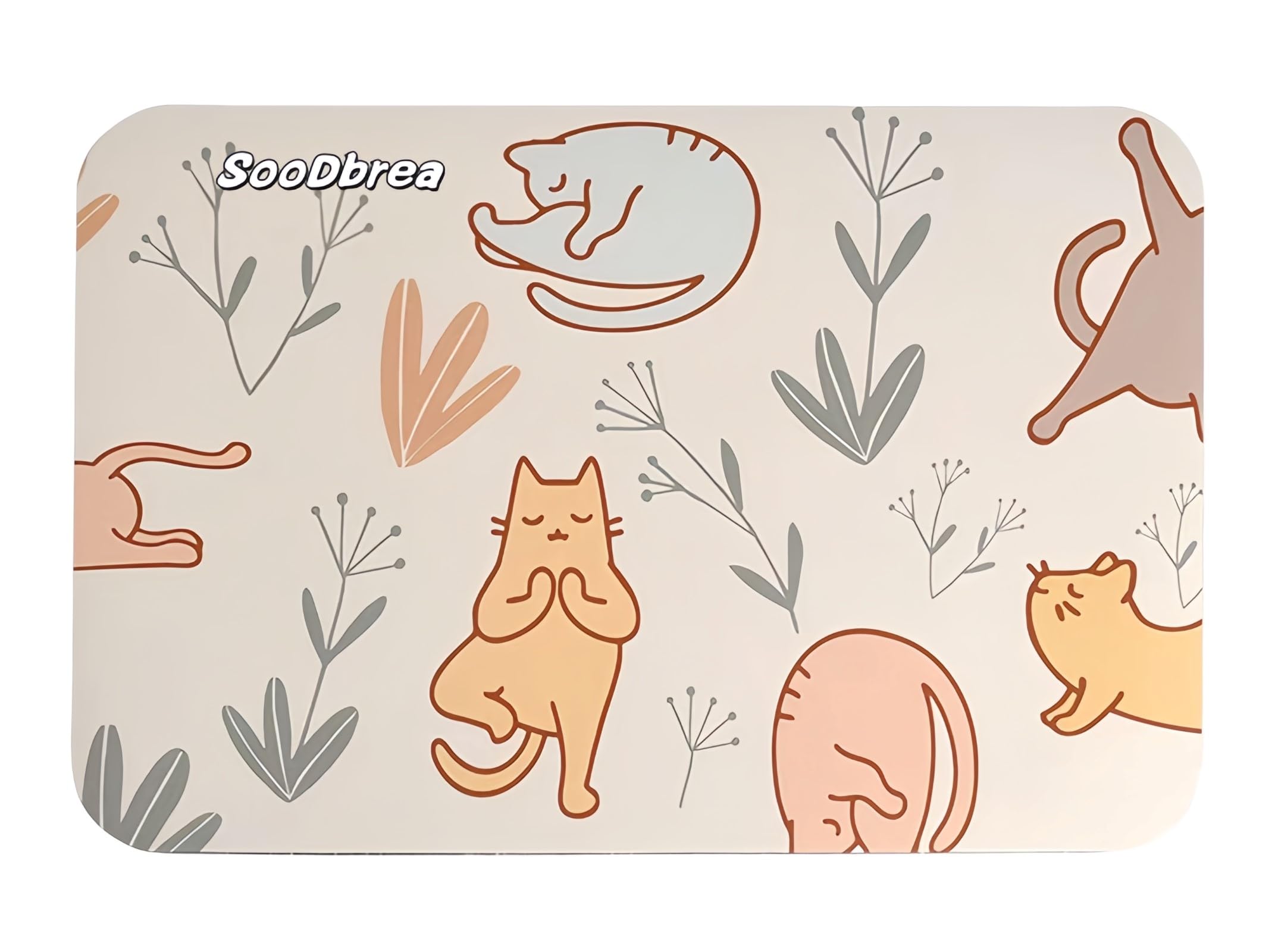 Mini Yoga Mat with Playful Cat Design, Yoga Knee Pads,Double-Sided Non-Slip, Meditation,Exercise Mat for Women&family use,White