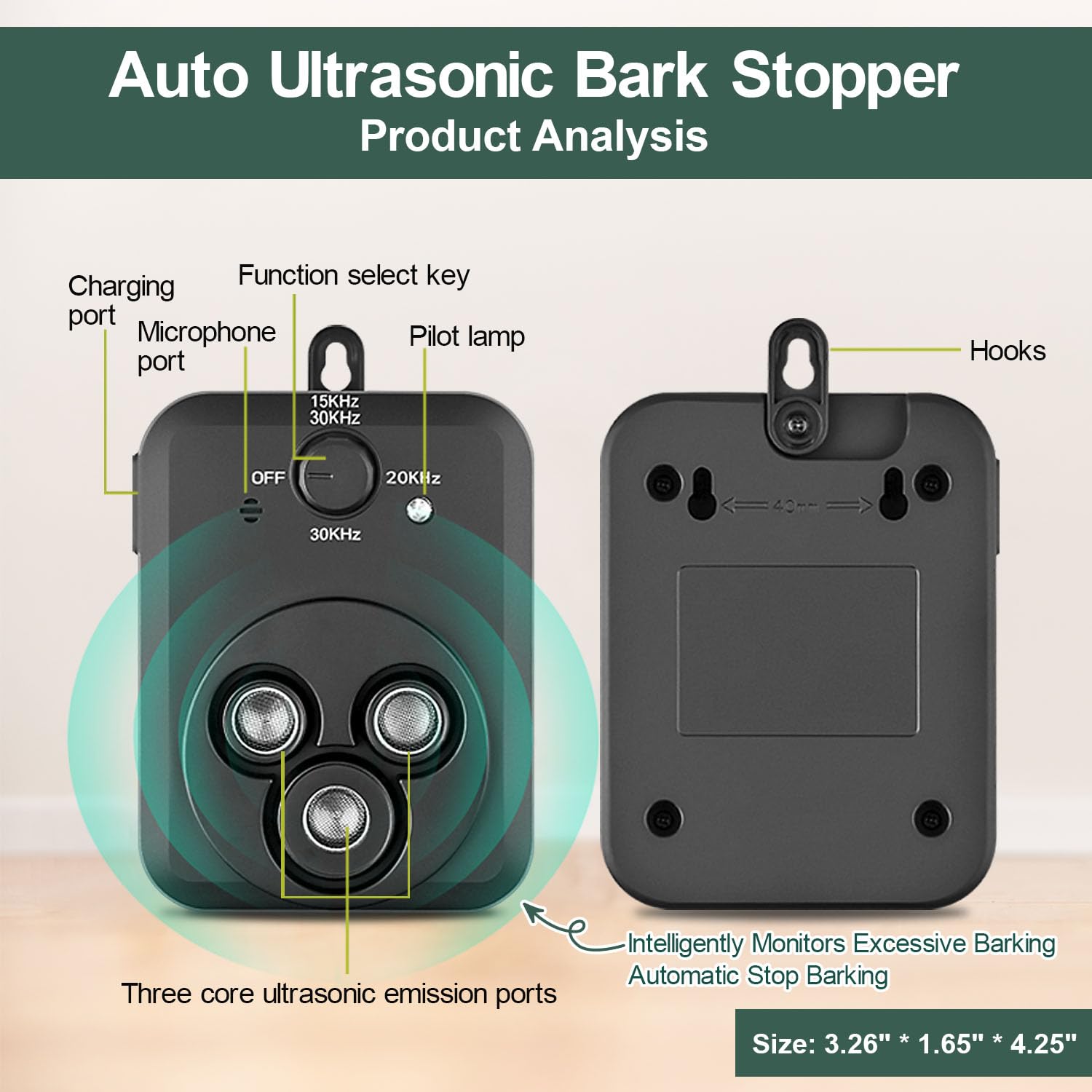 Dispositivo antiladridos, dispositivos de control automático de ladridos de perros con 3 modos, caja ultrasónica recargable de ladridos de perros, dispositivos disuasorios de ladridos de perros,