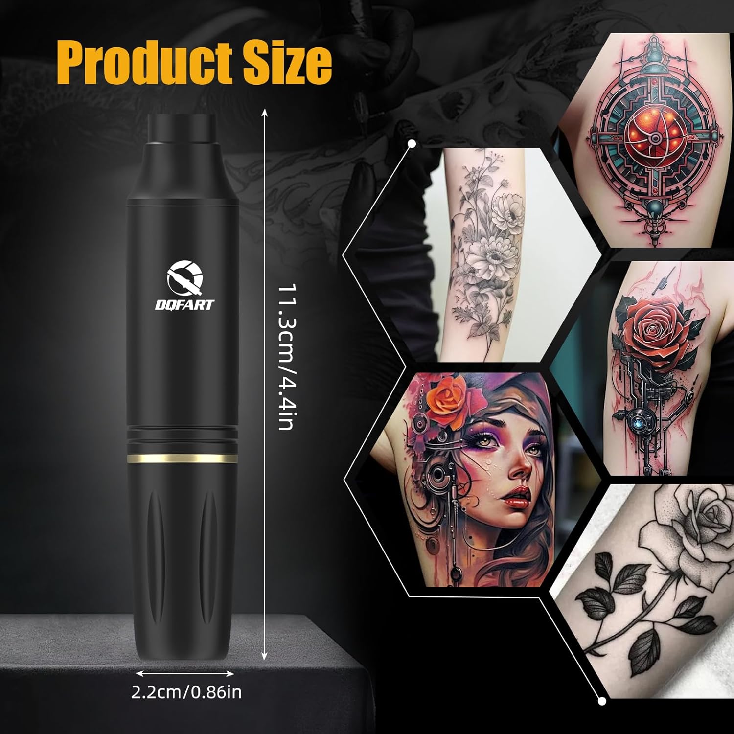 DQFART Tattoo Machine Product Size
