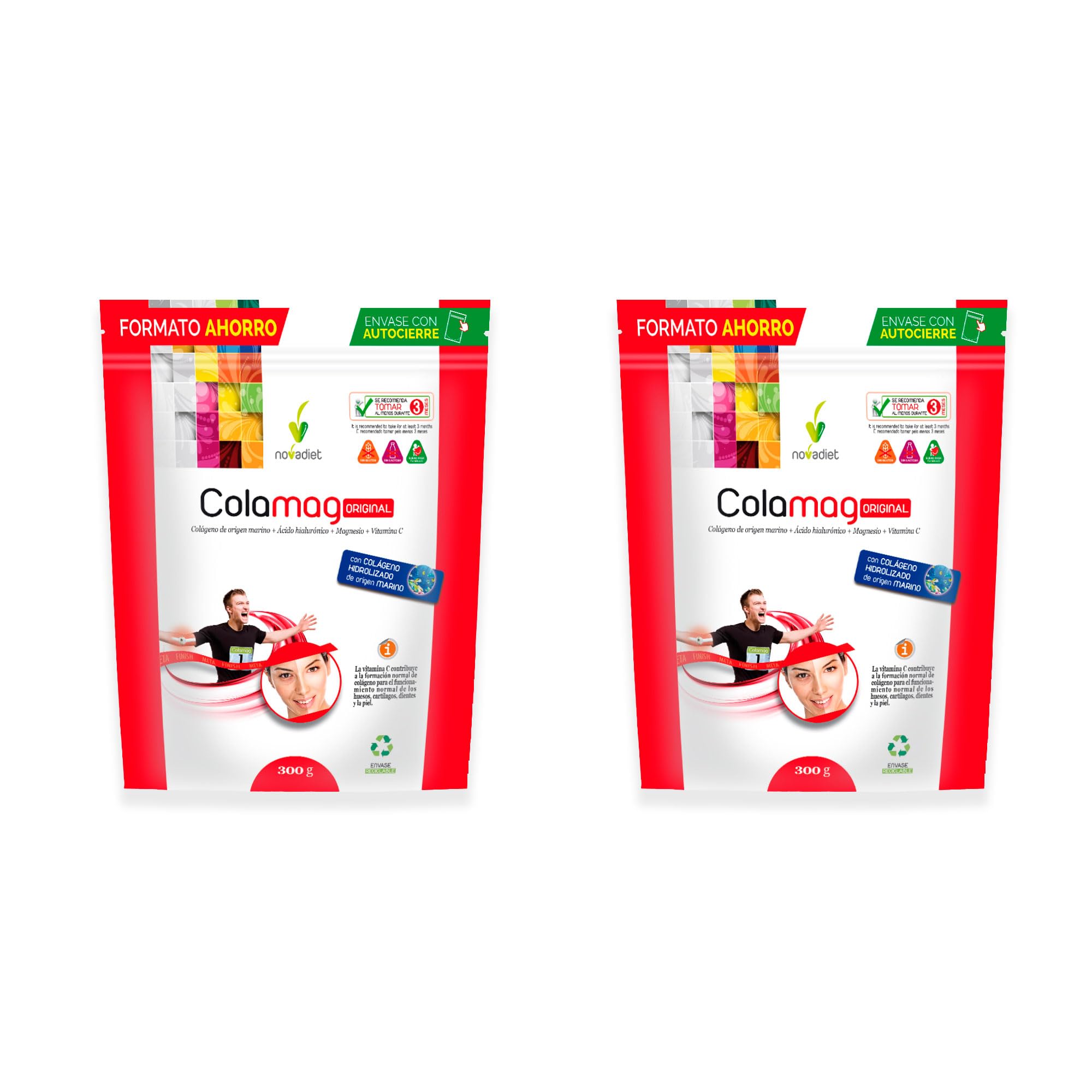 Novadiet - DOYPACK COLAMAG ORIGINAL con Colágeno Origen Marino, Ácido Hialurónico, Magnesio, Vitamina C, Piel, Huesos, Músculos, Articulaciones, Cartílagos, Ayuda Formación de Colágeno - Pack 2